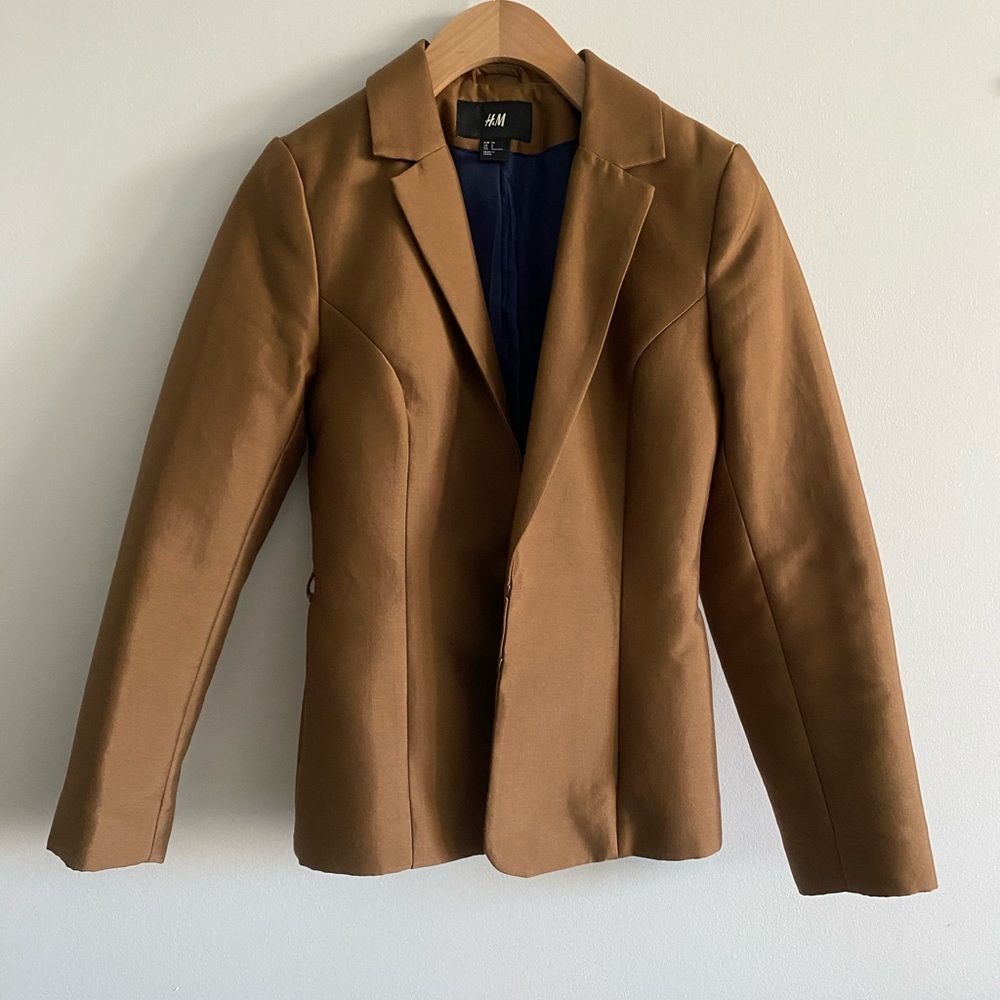 H&M Lined Brown Blazer with belt loops (no belt)